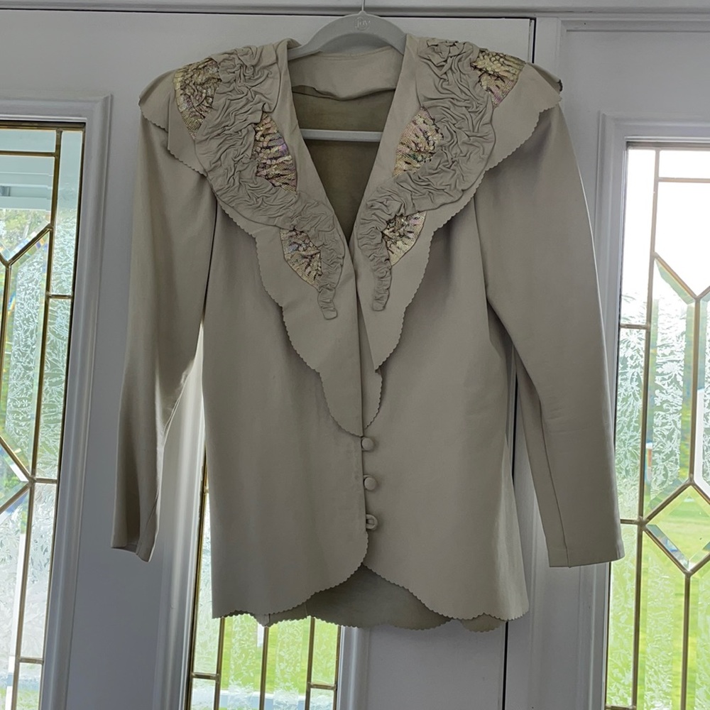 real leather skirt and and jacket set